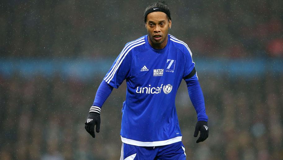 MANCHESTER, ENGLAND - NOVEMBER 14: Ronaldinho Gaucho of the Rest of the World looks on during the David Beckham Match for Children in aid of UNICEF between Great Britain & Ireland and Rest of the World at Old Trafford on November 14, 2015 in Manchester, England. (Photo by Alex Livesey/Getty Images)