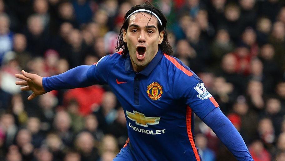 STOKE ON TRENT, ENGLAND - JANUARY 01: Radamel Falcao of Manchester United celebrates scoring his team's first goal during the Barclays Premier League match between Stoke City and Manchester United at Britannia Stadium on January 1, 2015 in Stoke on Trent, England. (Photo by Gareth Copley/Getty Images)