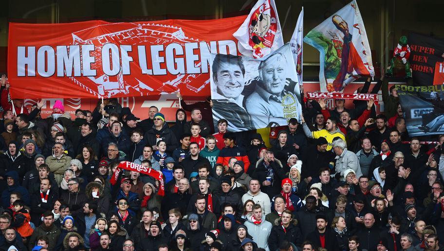NOTTINGHAM, ENGLAND - JANUARY 30:  Fans waves banners depicting Forest clubs legends prior to The Emirates FA Cup fourth round between Nottingham Forest and Watford at City Ground on January 30, 2016 in Nottingham, England.  (Photo by Laurence Griffiths/Getty Images)