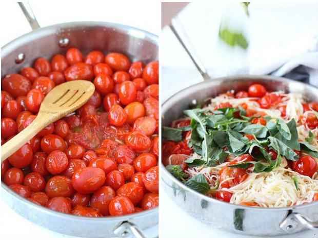 Шпагети со домати и свеж босилек