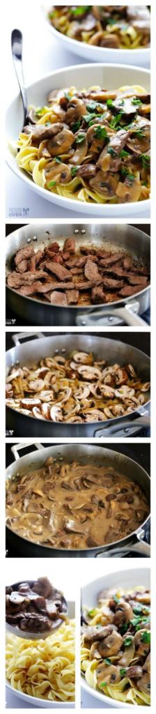 Тестенини со телешко месо, печурки + печурки сос и магдонос