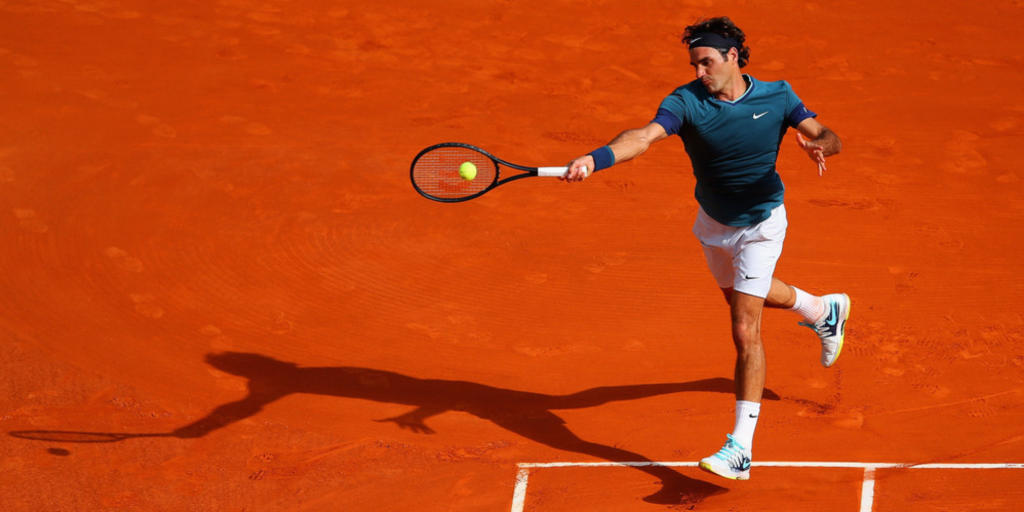 MONTE-CARLO, MONACO - APRIL 19:  Roger Federer of Switzerland in action against Novak Djokovic of Serbia in the semi finals during day seven of the ATP Monte Carlo Rolex Masters Tennis at Monte-Carlo Sporting Club on April 19, 2014 in Monte-Carlo, Monaco.  (Photo by Julian Finney/Getty Images)