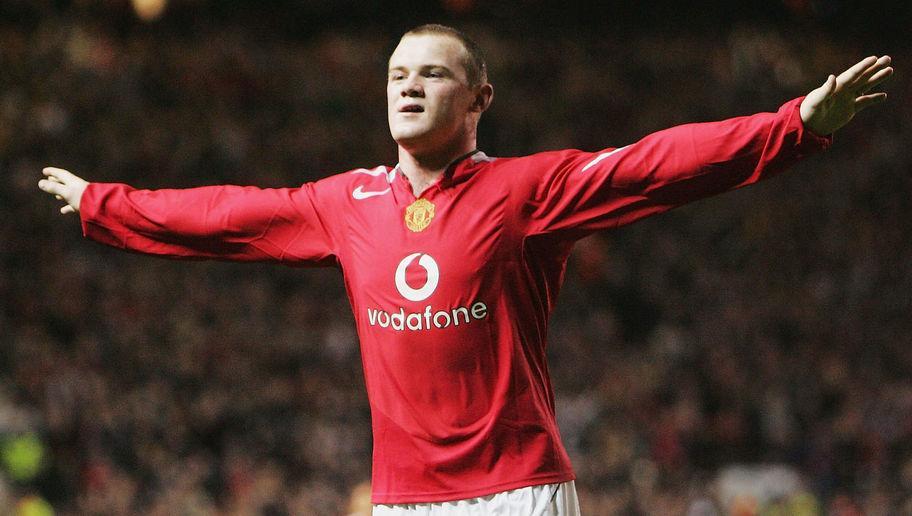 MANCHESTER, ENGLAND - SEPTEMBER 28:  Wayne Rooney of Manchester United celebrates his second goal during the UEFA Champions League Group D match between Manchester United and Fenerbahce SK at Old Trafford on September 28, 2004 in Manchester, England.  (Photo by Laurence Griffiths/Getty Images)