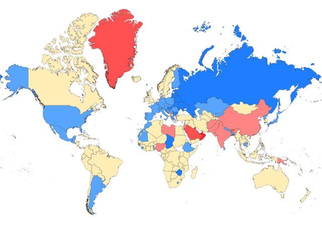 Мапа на земјите според соодносот на мажи и жени